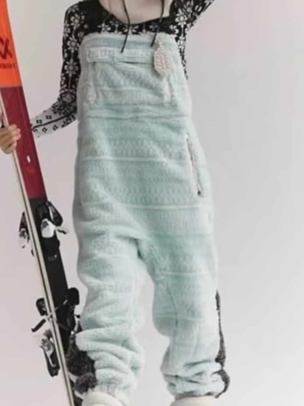FP Movement by Free People Mint Green Fleece Overalls Jumpsuit
